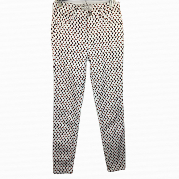 Free People‎ Womens Size 27 Skinny Jeans Printed FP Logo White NWOT - Picture 1 of 6